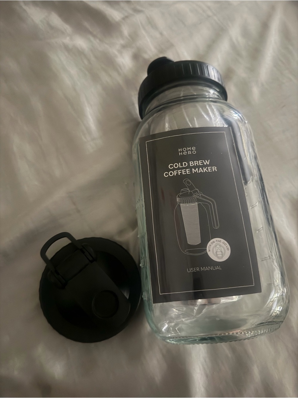Cold Brew Coffee Maker Jar with Black Lid
